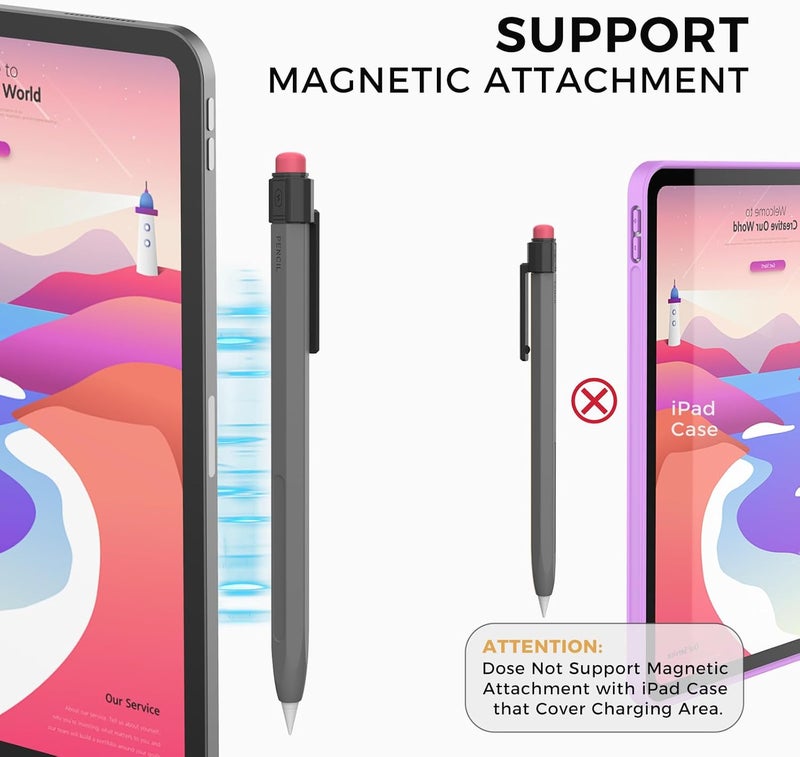 TRONWIN Apple Pencil 2 Case - Silicone Cover with Clip - Compatible with Apple Pencil 2 for iPad Pro (Deep Gray) - Image 3